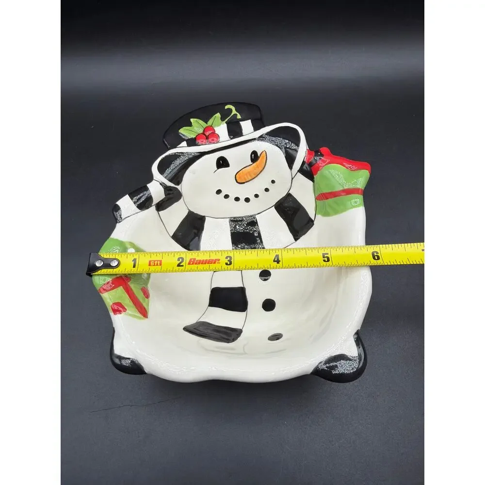 Fitz & Floyd Frosty’s Frolic Snowman Snack Bowl 2011 NIB Christmas Holiday